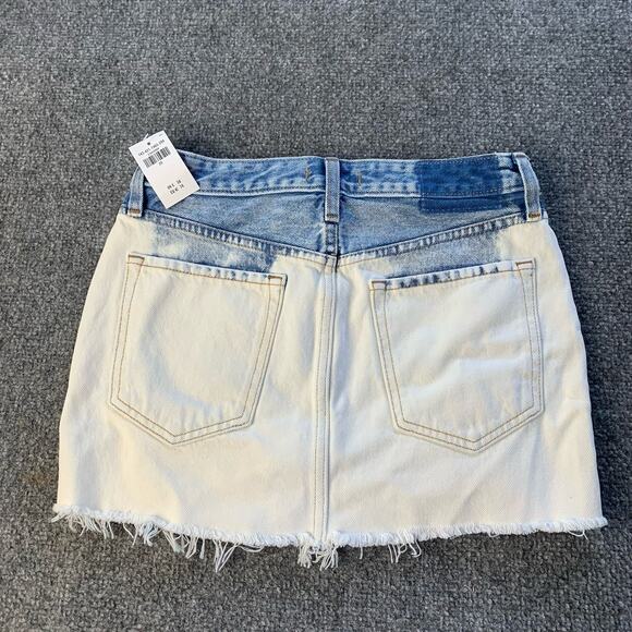 Abercrombie & Fitch Women's Micro Mini Skirt Bleached Denim Raw Jean Size 25/0 - Picture 2 of 12